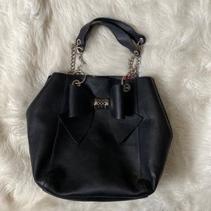 Betsey Johnson Oversized 2 for 1 Vegan Leather Rose Lined Bow Bag